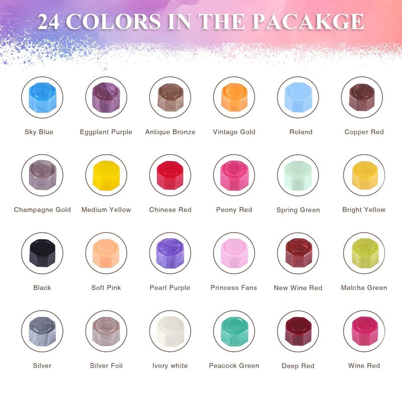 TRINIDa Wax Seal Kit, Premium Wax Seal Stamp Kit with 24 Colors 624 Pcs Beads, Metallic Pens, Warmer, Spoon and Tea Candles for Wedding Invitation, Letter Envelope, Gift Cards & DIY Crafts - Image 2